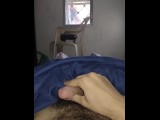 Awesome view of the window and my hairy body and cock