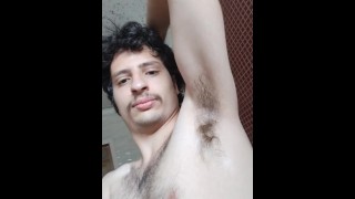 Hairy armpits fetish / POV close up, solo male 