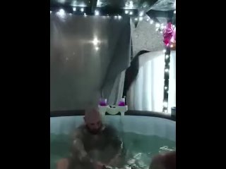 Horny REAL COUPLE hot tub fucking early hours get caught by the neighbours 😅
