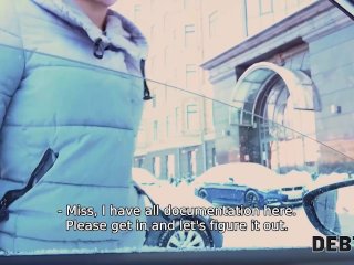 DEBT4k. Collector enjoys blowjob in car before tasting debtors pussy