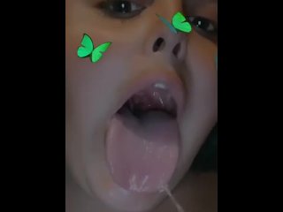 big tits, solo female, vertical video, sloppy wet blowjob