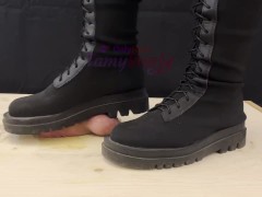 Aggressive Combat Bootjob in Knee High Boots - CBT, Trampling, Crushing, Femdom, Shoejob