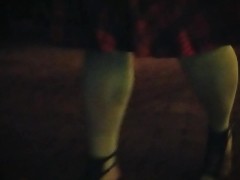 ASMR Heels clicking on pavers & walking through dried leaves