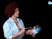 Preview 6 of Big Tits MILF Ryan Keely Cosplay As Bob Ross Gets Horny During Painting Tutorial