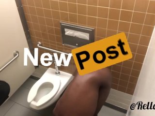 bathroom, ebony bbc, ebony, public masturbation