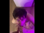 Preview 3 of Cute handsome guy gives me a blowjob and chokes on my huge dick