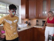 Preview 2 of FilthyTaboo - Hot Blonde Milf Lets Her Stepson Fuck Her Good For Labor Day