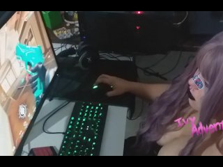 gamer, blowjob, milf, cum in mouth