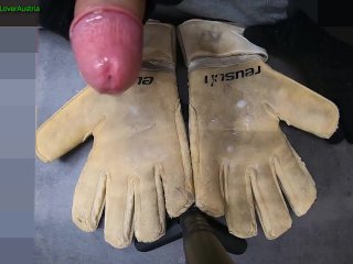 4 Cumshots on Football gloves (quick version)