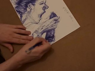 Sensual Finish with Mouthful of Cum - Ballpoint Pen FreeflowSketch Full_HD Timelapse [Artwork#3]