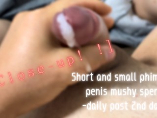 [close-up! ! ] Short and Small Phimosis Penis Mushy Sperm-daily Post 2nd Day-