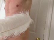 Preview 6 of Young twink Johnny Mercy gets tickled with a feather