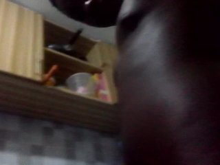 Lonely moment get warm and cums in the kitchen