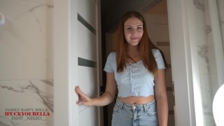 Stepsister sucks well, cum on her tits while her parents aren't home! Bella Crystal