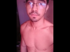 fit brazilian masturbating in his bedroom