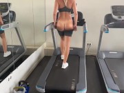 Preview 3 of Blonde flashing tits and ass in the gym