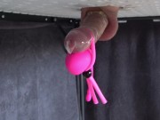 Preview 5 of MILKING TABLE GLORYHOLE HANDSFREE VIBRATOR CUMSHOT INTO XL CONDOM