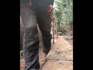 peeing, builder, building, hard work