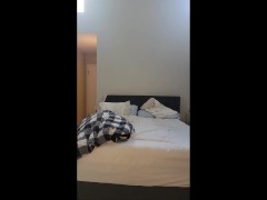 sexy trap strips, masturbates, and cums