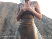 Preview 2 of Katerina Piglet is wearing transparent latex dress on public