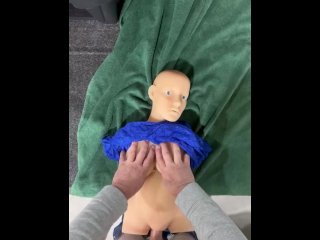 vertical video, small tits, cumshot, sex doll