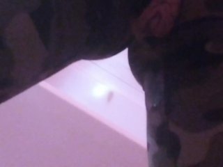 Pissing on floor in crotchless leggings