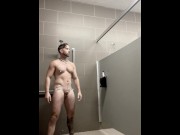 Preview 2 of Risky Stud Gets Another to Join in Public Shower Jerkoff