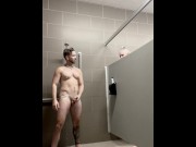 Preview 5 of Risky Stud Gets Another to Join in Public Shower Jerkoff