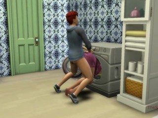 Sims 4, my Voice, Seducing MILF Step Mom was Fucked on Washing Machine by her Step Son