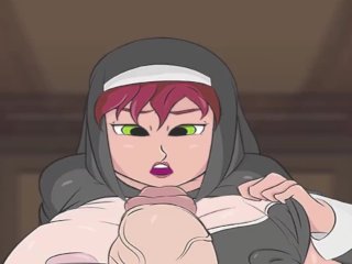 big dick, nun, big boobs, cartoon