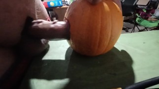 Pumpkin Fucking, Solo Male Fucks Pumpkin Until He Cums With Throbbing Cock