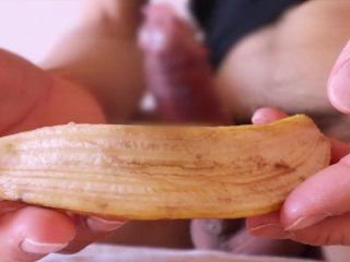バナナ, masturbate, 手コキ, 擬似フェラ