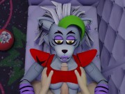 Preview 2 of White guy tits fuck Roxanne Wolf Five Nights at Freddy's Security Breach tits job cum in her mouth