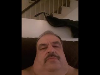cumshot, vertical video, fat daddy cums, masturbate