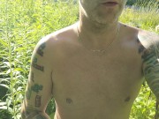 Preview 3 of Walk naked across public road, and almost got caught with buttplug, while smoking by the lake