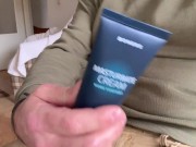 Preview 1 of I demonstrate a new lube, I jerk and cum - verbal masturbation. Showing my hard cock.