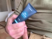 Preview 4 of I demonstrate a new lube, I jerk and cum - verbal masturbation. Showing my hard cock.