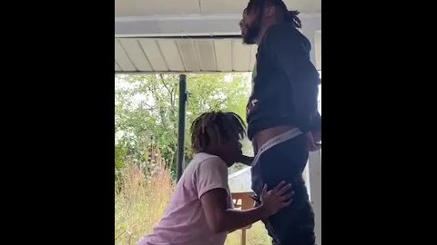 Black dude Fucking Black Ebony girl in the outdoors