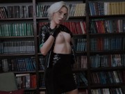 Preview 2 of sexy librarian seduces a visitor with a latex look