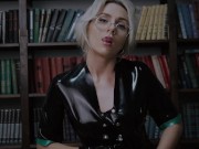 Preview 6 of sexy librarian seduces a visitor with a latex look