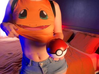 amateur, amateur blowjob, denim shorts, pokemon