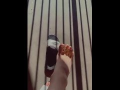 Light Fairy sitting down in the sun showing her lovely feet