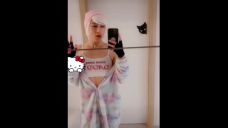 Femboy undresses in front of the mirror 🙈