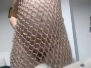 Preview 5 of Pregnant redhead wife in fishnet dress - sexy amateur homemade video - hot pregnancy ginger milf