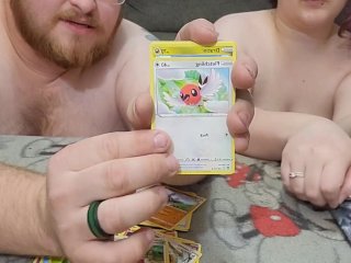 BBW MILF and Hubby open pokemon cards nude.