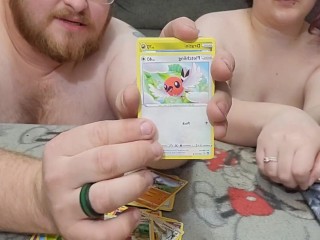 BBW MILF and Hubby Open Pokemon Cards Nude.