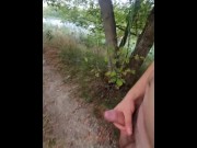 Preview 2 of Teen walks around naked on the trail near the river