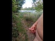 Preview 3 of Teen walks around naked on the trail near the river