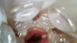 Inside View Of Me Cumming In The Fleshlight Quickshots That Were Previously Creampied