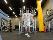 Preview 1 of horny boy in the gym with hard cock